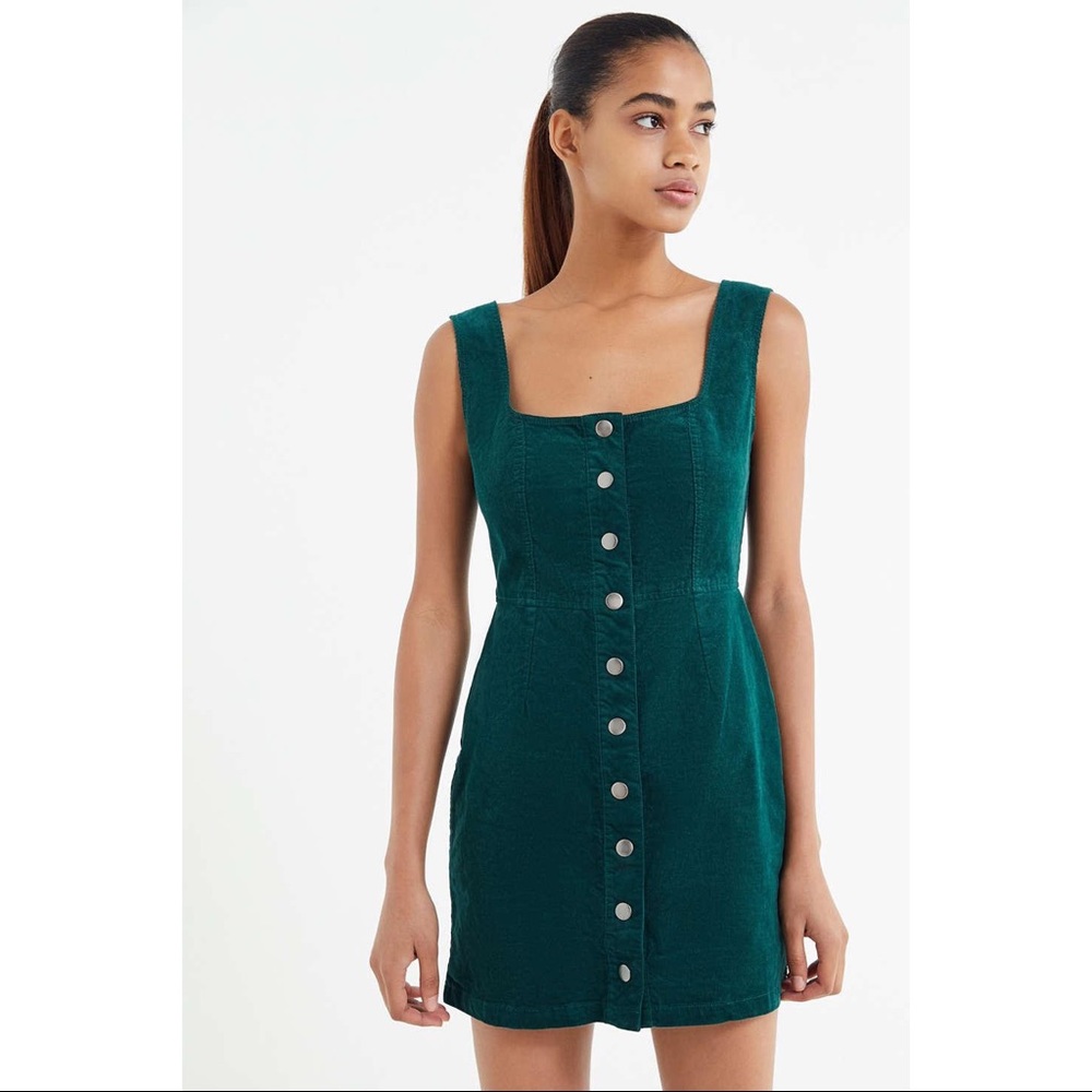 Urban Outfitters Green Corduroy Button Down Dress! Only wore once!